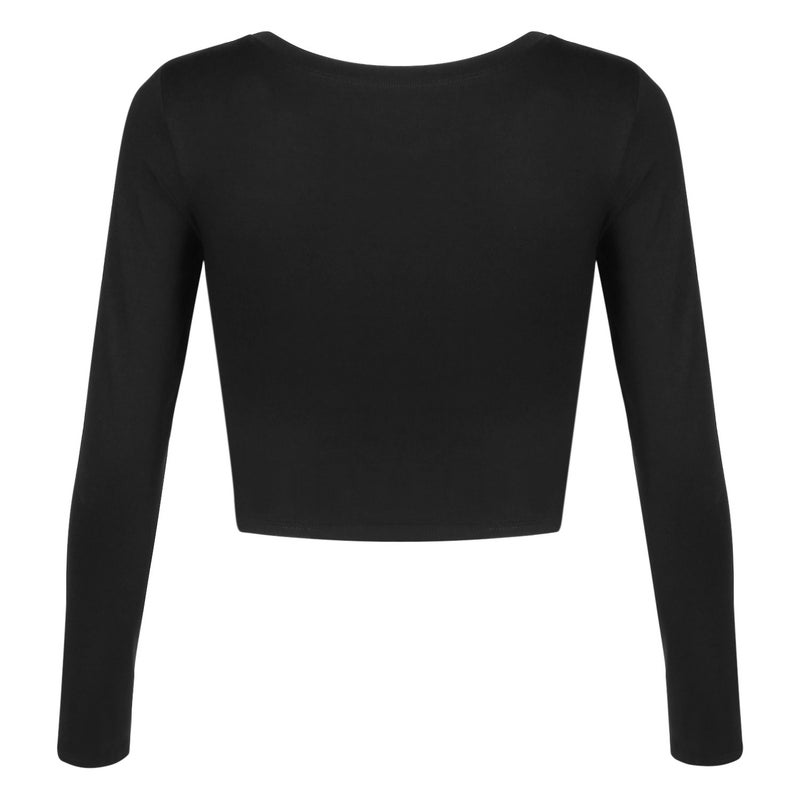 Artivaly Womens Long Sleeve Crop Tops Basic Teen Girl Clothes Casual Cute Yoga Shirts Layering Slim Fitted Workout T-Shirt Black - Image 3